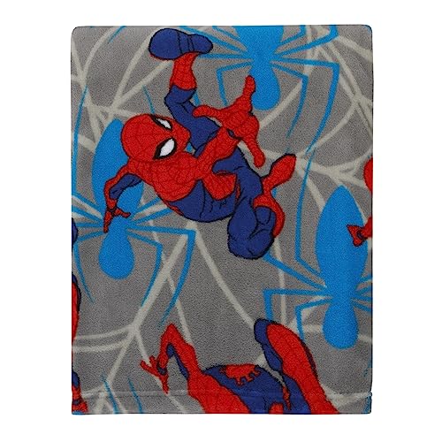 NoJo Marvel Spiderman to The Rescue Red Gray and Blue Super Soft Toddler Blanket