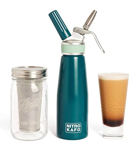 NITRO KAFO 1L Nitro Coffee Maker, Aluminum Nitro Cold Brew Coffee Maker with Special Nitro Diffuser Nozzle & Cold Brew Maker with Cold Brew Mason Jar, 1 Quart/1L - Image 1