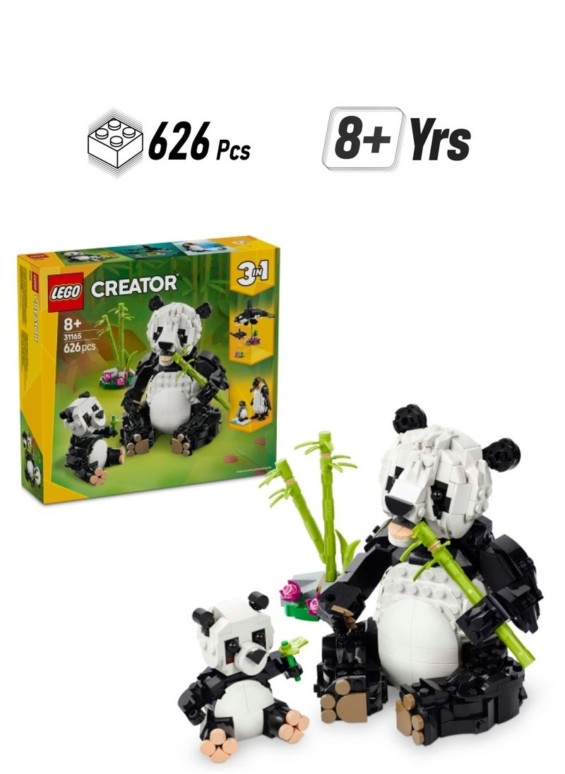 LEGO Creator 3in1 Wild Animals: Panda Family Toy Playset 31165 (626) Pieces  - Image 1