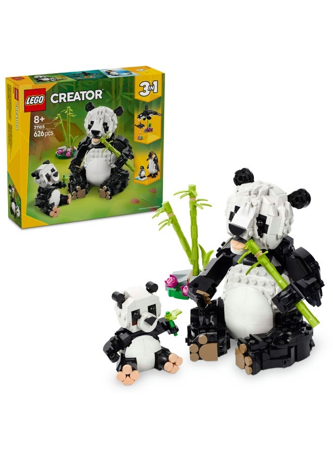 LEGO Creator 3in1 Wild Animals: Panda Family Toy Set 31165 (Age 8+, 626 Pieces) - Image 1