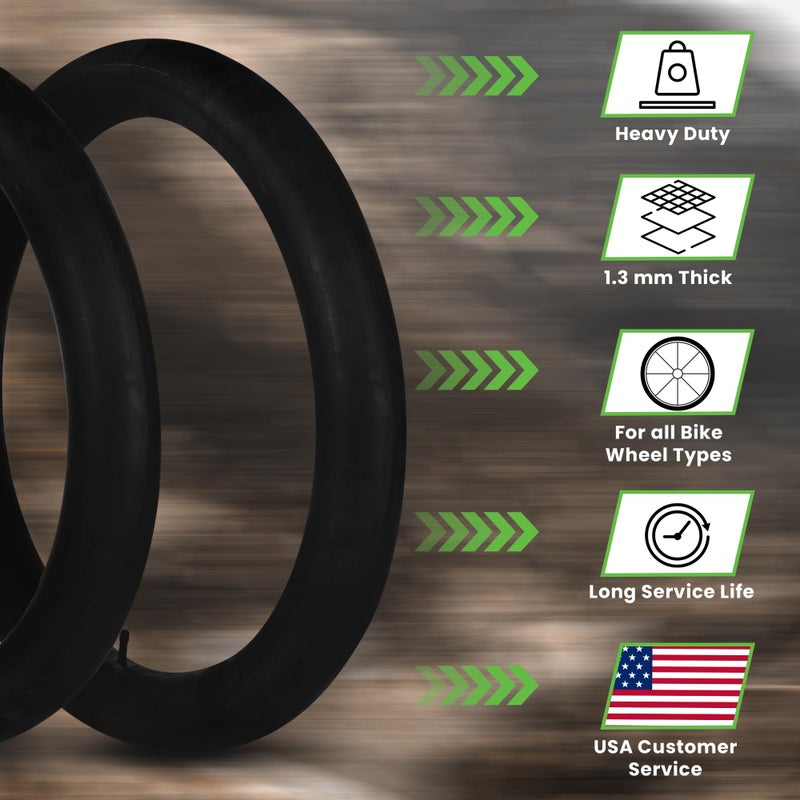 Happy Ebikes HEB - Heavy Duty Bike Tube for Ebike Tires - Puncture Resistant Inner Tube for 20x4 / 26x4 Bike Tire, Fat Tire Tube, MTB, 20 inch x 4.0 inch and 26 inch x 4.0 inch Bike Tubes (20" x 4", 2 Pack) - Image 3