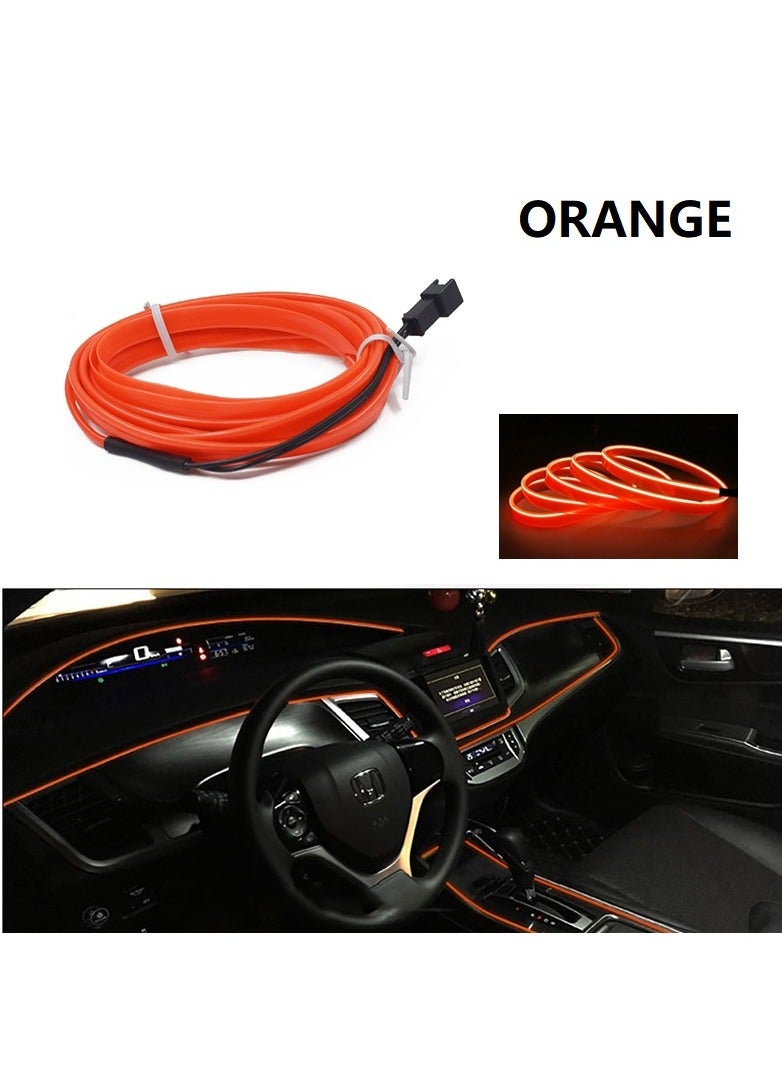 SYOSI USB EL Wire Car Interior LED Light Bar, Neon Cold Light Ambient Light with 6mm Sewing Edge, Ambient Lighting Kit for Car Interior Trim, Garden Decorations 5V/DC(1-5M/16.4FT,Orange) - Image 5