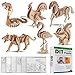 calary 3D Wooden Puzzle Simulation Animal Dinosaur Assembly DIY Model Toy for Kids and AdultsSet of 6 - Image 2