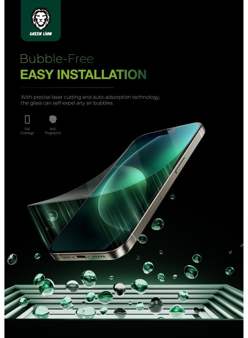 GREEN LION iPhone 16 Screen Protector / 9H Steve HD Full Glass / Anti Scratch / Anti Fingerprint / Grease Resistance / Crystal Clear / Highly Responsive - Black Edge/Clear - Image 2