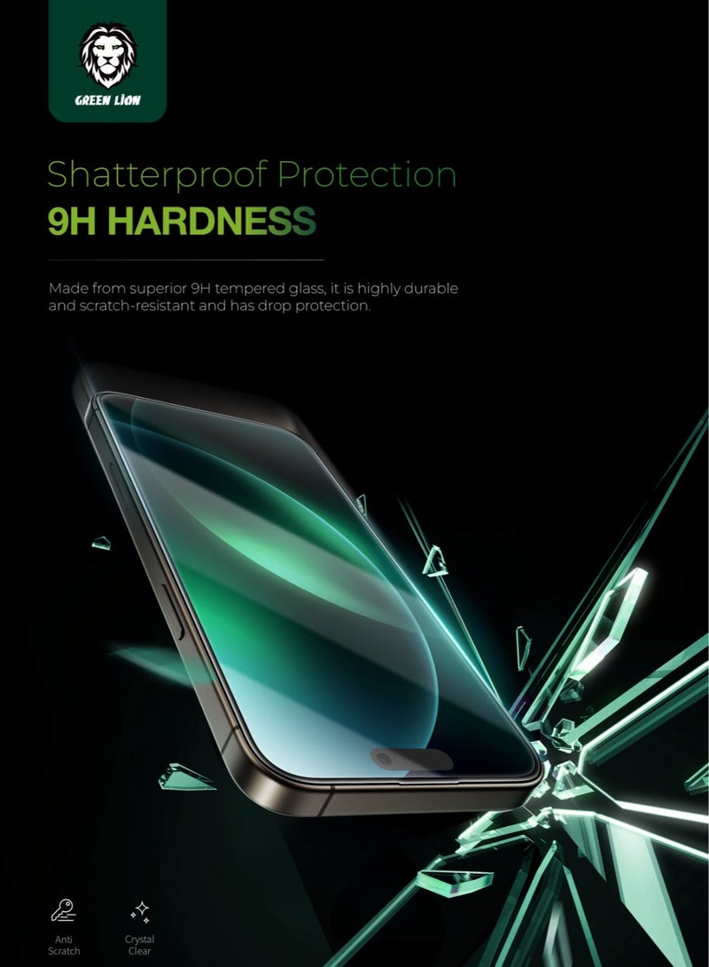 GREEN LION iPhone 16 Screen Protector / 9H Steve HD Full Glass / Anti Scratch / Anti Fingerprint / Grease Resistance / Crystal Clear / Highly Responsive - Black Edge/Clear - Image 3