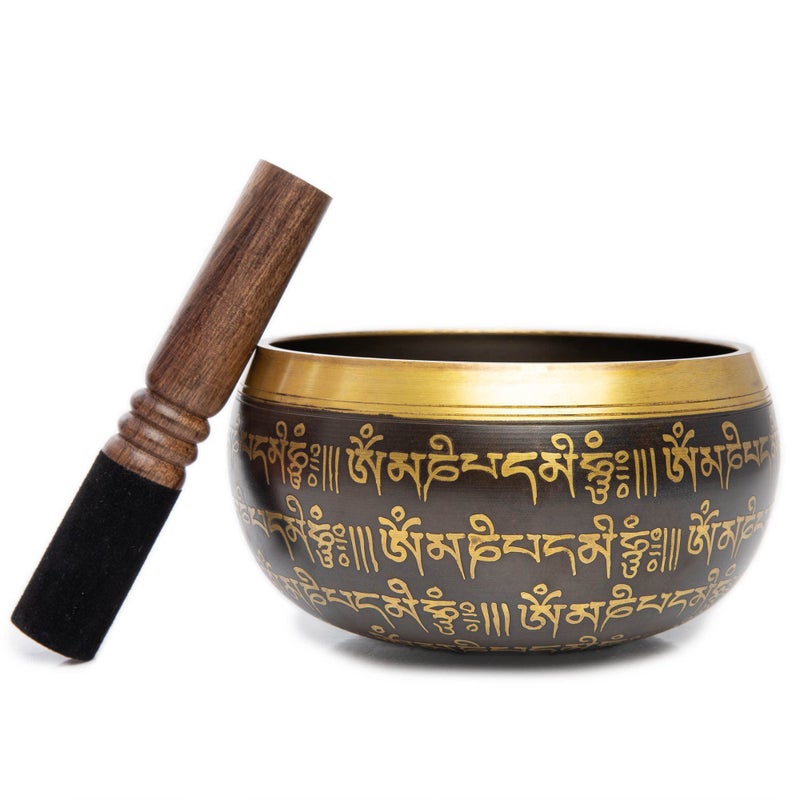HIMALAYAN BAZAAR Tibetan Singing Bowl Set - 4" Easy To Play Authentic Handmade For Meditation Sound 7 Chakra Healing By Himalayan Bazaar (Black & Red) - Image 3