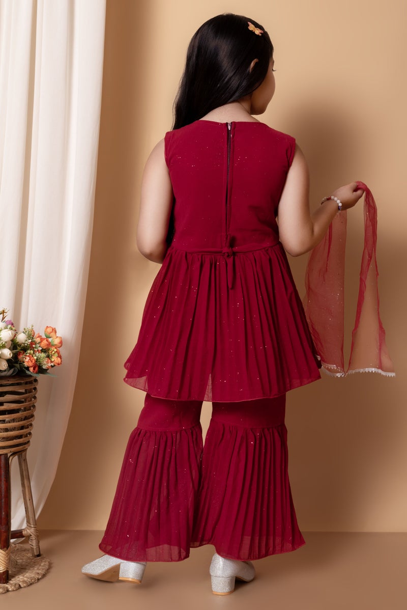 5 STAR COLLECTION Maroon Ethnic Kurti Set for Girls - Image 3