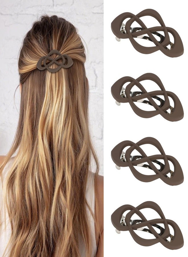 Amariver Hair Barrettes for Women 4packs Brown Hair Clips French Barrette Vintage HairClips f Stylish Accessories for Women Girls - Image 1