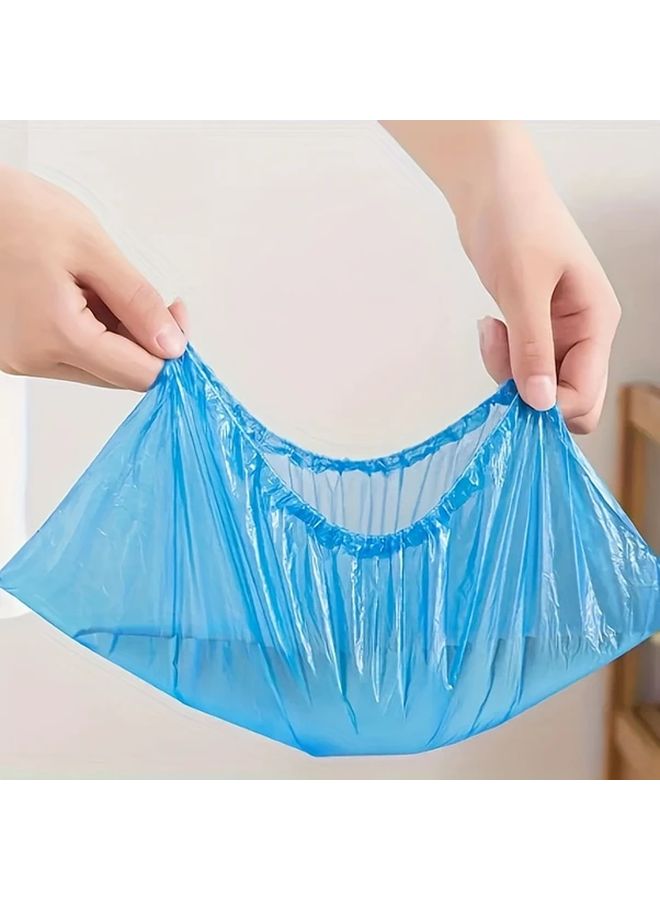 100pcs Blue Disposable Shoe Covers Durable Plastic Elastic Edge Hygienic Floor Protection - Image 4