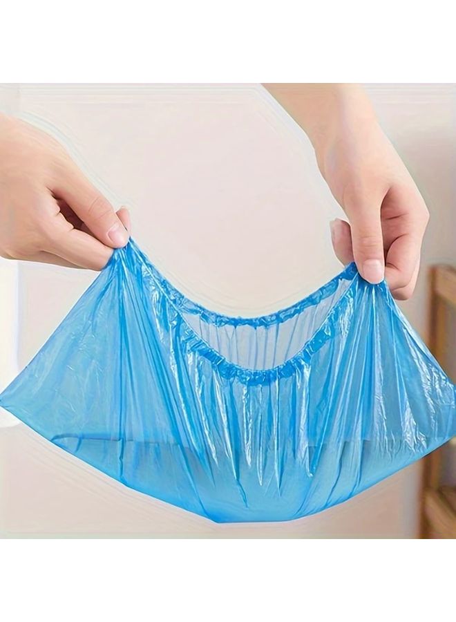 100pcs Blue Disposable Shoe Covers Durable Plastic Elastic Edge Hygienic Floor Protection - Image 2
