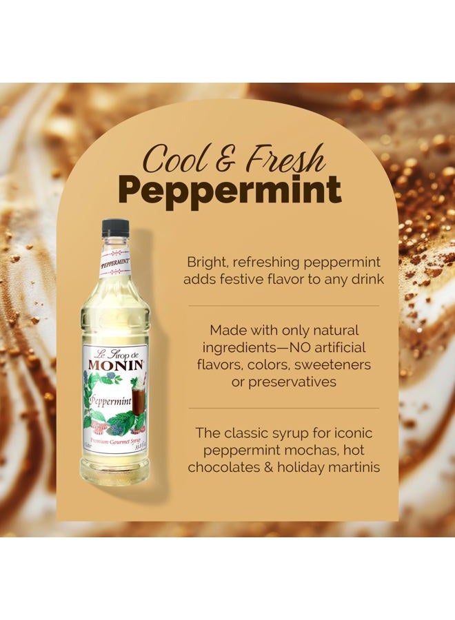 Monin Peppermint Syrup, Cool Tingle of Candy Cane, Natural Flavors, Great for Cocoas, Mochas, Smoothies, and Sodas, Non-GMO, Gluten-Free (1 Liter) - Image 3