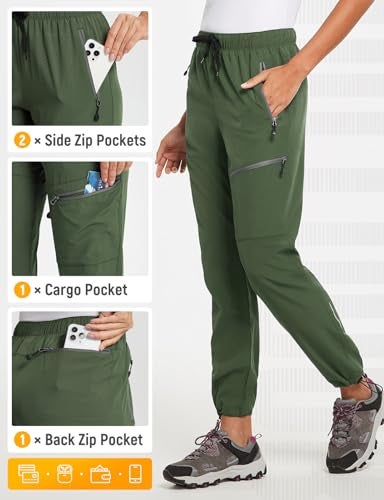 baleaf Travel Pants Women Hiking Long Tall Lightweight Quick Dry Water Resistant Cargo Pants 31'' Army Green Size L - Image 5