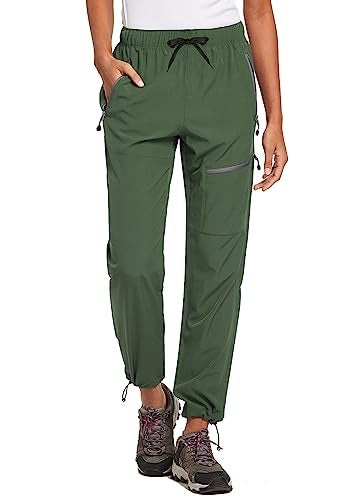baleaf Travel Pants Women Hiking Long Tall Lightweight Quick Dry Water Resistant Cargo Pants 31'' Army Green Size L - Image 1