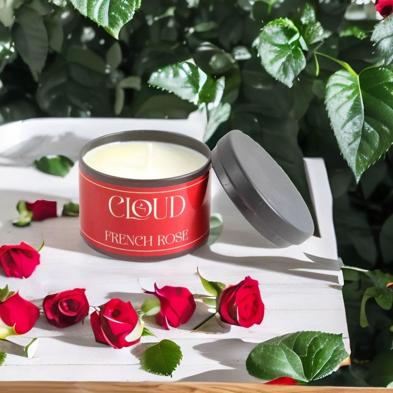 cloud CLOUD Classic 48oz Small Tin Jar Single Wick Candle Over 24 Hours of Burn Time Natural Soy Wax Candle Stress Relief and Relax for Home Bedroom French Rose  - Image 4