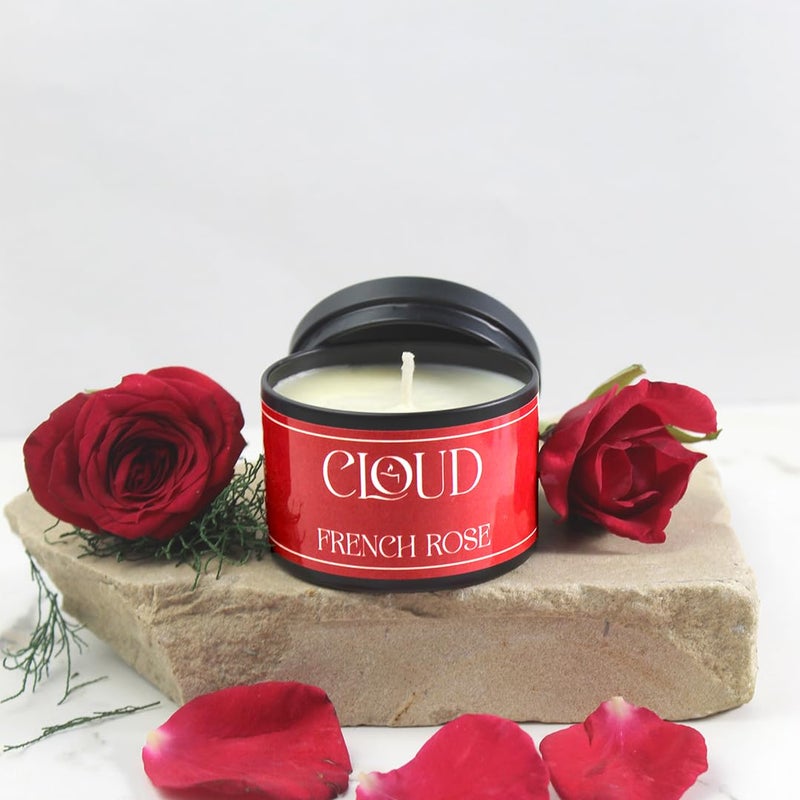 cloud CLOUD Classic 48oz Small Tin Jar Single Wick Candle Over 24 Hours of Burn Time Natural Soy Wax Candle Stress Relief and Relax for Home Bedroom French Rose  - Image 3
