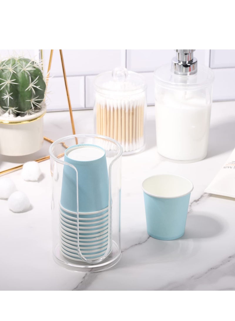 Excefore 2 Pack Plastic Small Disposable Paper Cup, Dispenser Storage Holder for Bathroom Vanity Countertop's Rinsing/Mouthwash Cups - Image 3
