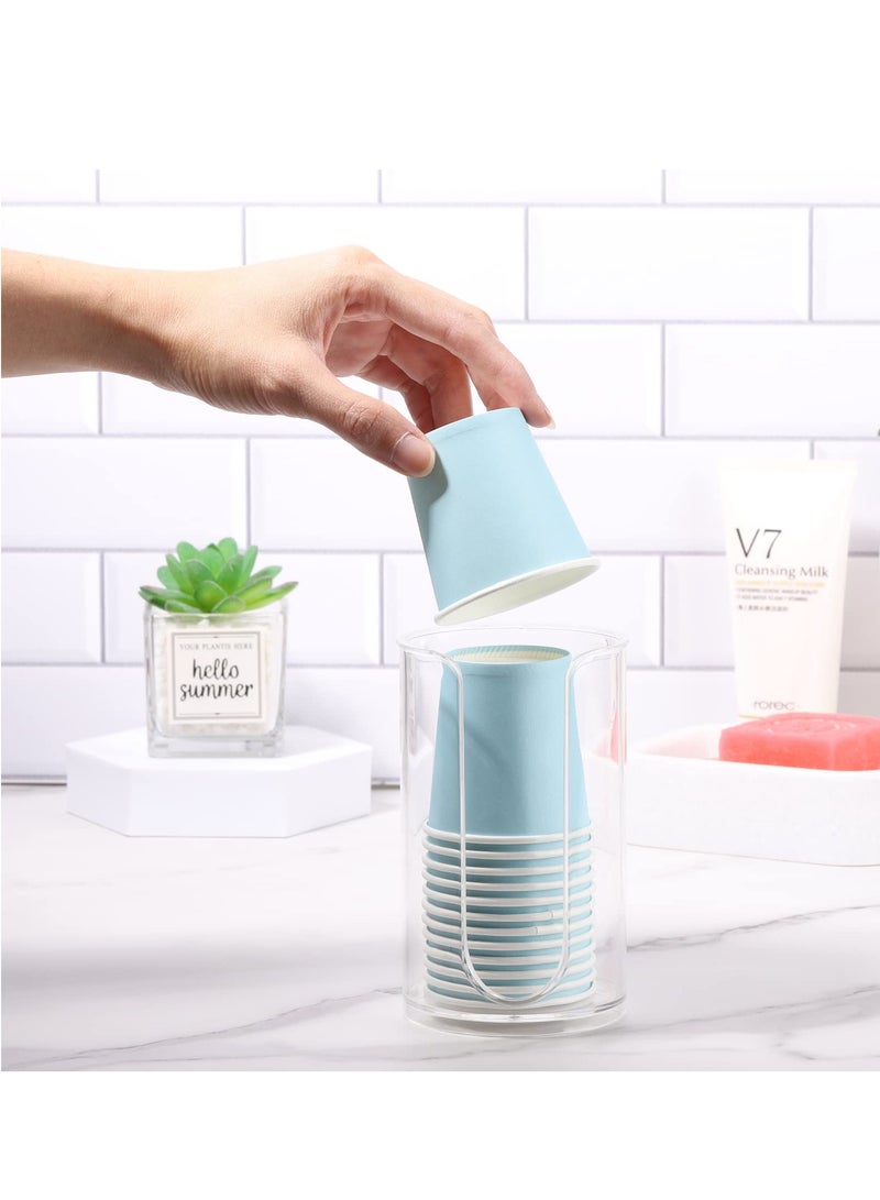 Excefore 2 Pack Plastic Small Disposable Paper Cup, Dispenser Storage Holder for Bathroom Vanity Countertop's Rinsing/Mouthwash Cups - Image 5