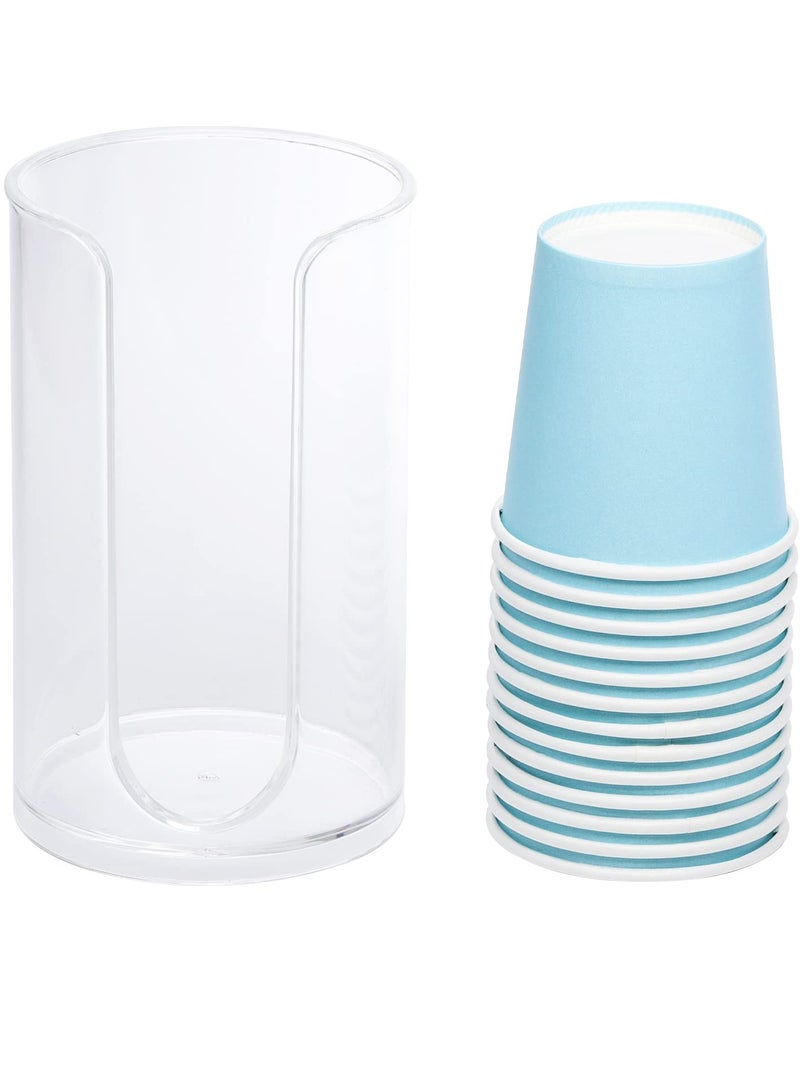 Excefore 2 Pack Plastic Small Disposable Paper Cup, Dispenser Storage Holder for Bathroom Vanity Countertop's Rinsing/Mouthwash Cups - Image 2