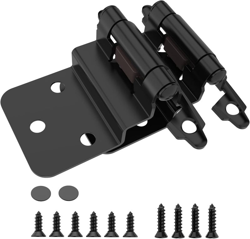 Chibery 3/8 Inch Inset Cabinet Hinges, 5 Pairs(10 Pack) Self Closing Flush Face Mount Hinges with Door Bumper, Variable Decorative Hardware for Bathroom, Furniture, Kitchen Cabinet Doors, Matte Black - Image 1