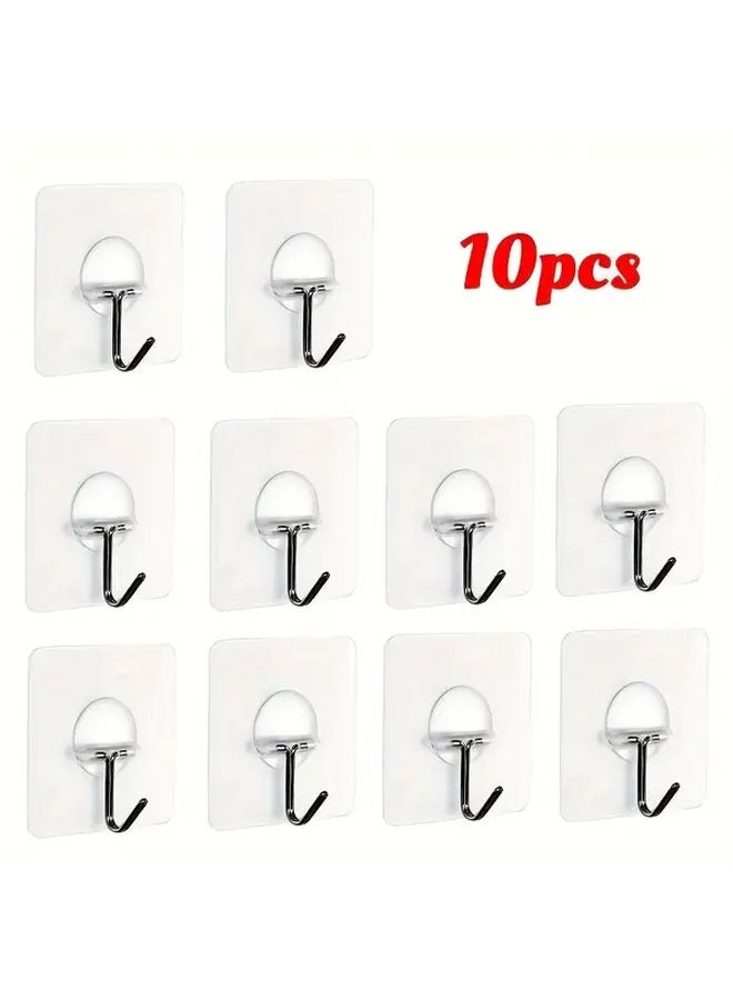 10 قطع من الخطافات اللاصقة الشفافة القوية بدون مسامير، للاستخدام على الأبواب والجدران - Image 2