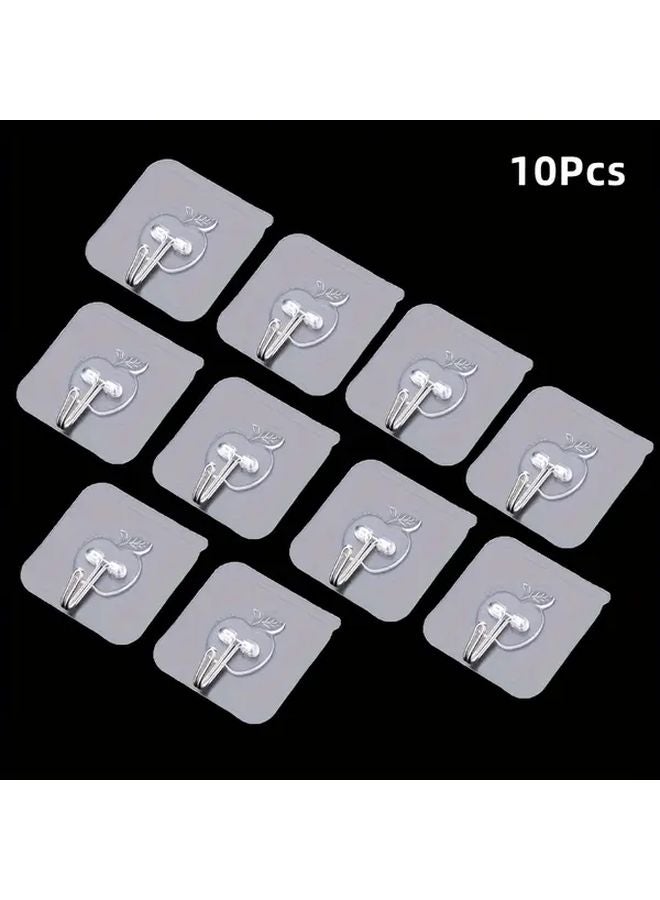 10 قطع من الخطافات اللاصقة الشفافة القوية بدون مسامير، للاستخدام على الأبواب والجدران - Image 1