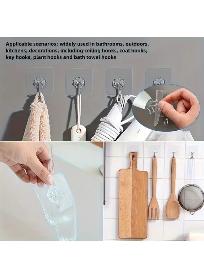 10 قطع من الخطافات اللاصقة الشفافة القوية بدون مسامير، للاستخدام على الأبواب والجدران - Image 5