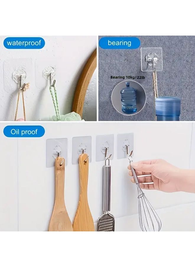 10 قطع من الخطافات اللاصقة الشفافة القوية بدون مسامير، للاستخدام على الأبواب والجدران - Image 4