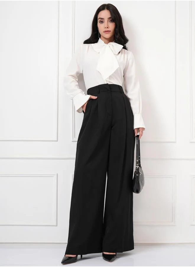 طوكيو توكيز Mid Rise Wide Leg Flared Pleated Trousers