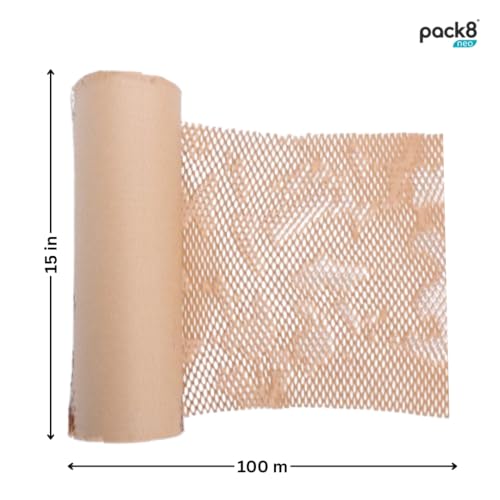 Pack8 Neo Honeycomb paper bubble wrap roll | Expandable Upto 40-50% | Eco-Friendly Packaging For Small Business | Paper Bubble Wrap Roll for Packing, Shipping, Moving, (15" x 100m) - Image 2