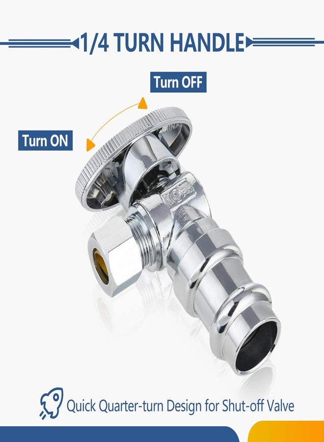 GUOFIS 10-Pack GUOFIS Angle Stop Valve,1/2" Nominal Press Inlet x 3/8" OD Compression Outlet,1/4-Turn Shut-off Valve for Potable Water(Chrome Plated)(VALVE393) - Image 4