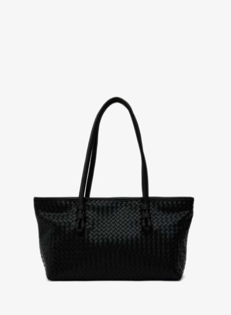 Shule Bags Campana Braided Shoulder Bag Black.