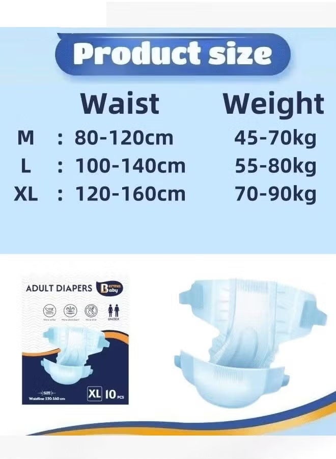 Vinnatsu Vinnatsu 10PCS Adult Diaper Tape High With Absorption Disposable Briefs Incontinence Briefs Unisex DiapersAdult Diaper(M)  - Image 2
