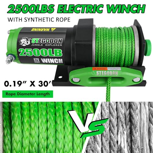 STEGODON 2500 lb. ATV/UTV Electric Winch, 12V Waterproof Synthetic Rope Winch,Electric Winch with Wired Remote and Wireless Remote for ATV UTV Towing,Boat,Off-Road - Image 5