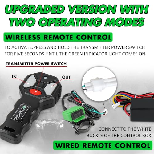 STEGODON 2500 lb. ATV/UTV Electric Winch, 12V Waterproof Synthetic Rope Winch,Electric Winch with Wired Remote and Wireless Remote for ATV UTV Towing,Boat,Off-Road - Image 4