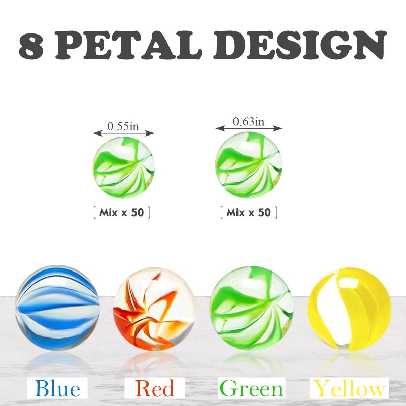 Lagincig 100Pcs Glass Marbles - 4 Color Mix, Sizes 14mm & 16mm for Marble Bounce Game, DIY or Decoration - Image 3