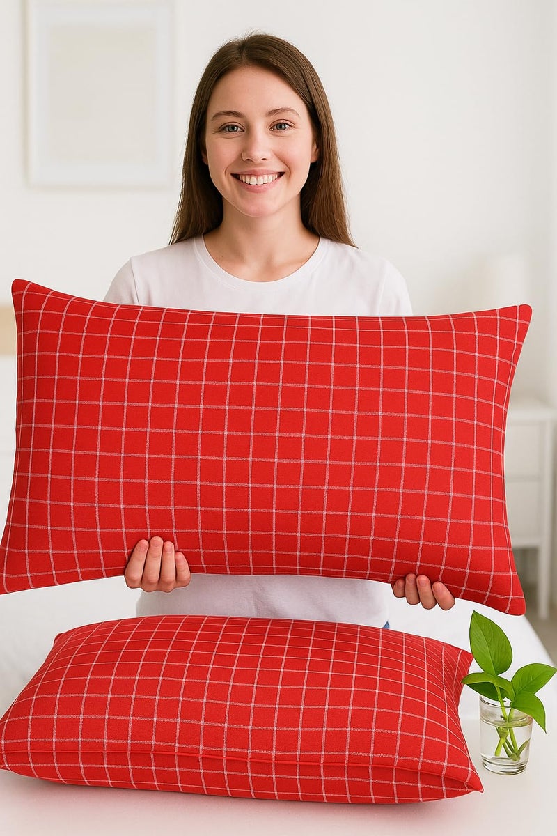 CRAZYWEAVES 100% Cotton Pillow case Khadi Cotton Pillow Covers for Bed Pillows Set of 2 Pillow Covers Set (18"x28") for Standard Pillows. (Crazy 6) - Image 1