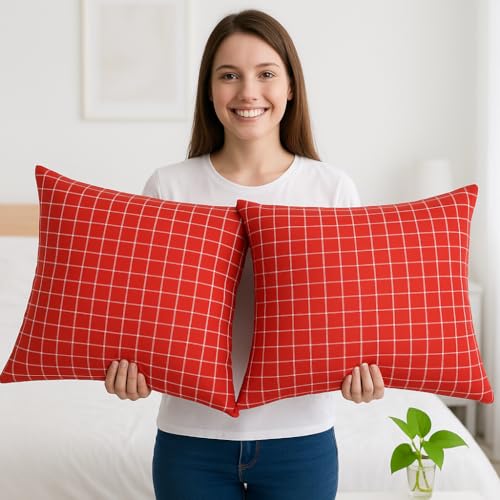 CRAZYWEAVES 100% Cotton Pillow case Khadi Cotton Pillow Covers for Bed Pillows Set of 2 Pillow Covers Set (18"x28") for Standard Pillows. (Crazy 6) - Image 4