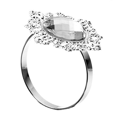ROSENICE 12pcs Crystal Napkin Rings (Silver) - Image 2