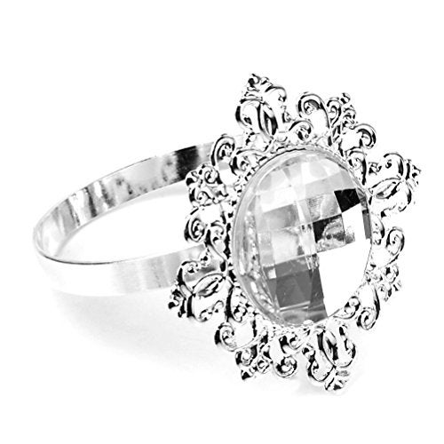 ROSENICE 12pcs Crystal Napkin Rings (Silver) - Image 1