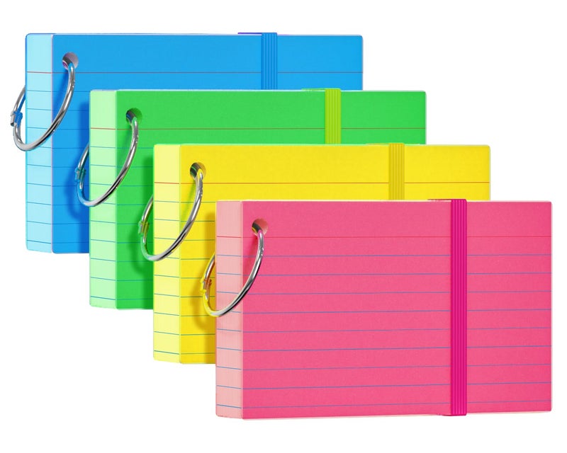 YIZUUN Colored Index Cards 3x5, YIZUUN Flash Cards with Ring, 200 PCS, Ruled Note Cards, Flash Cards for Studying, 3x5 Note Cards for Office, Home, School - Image 1