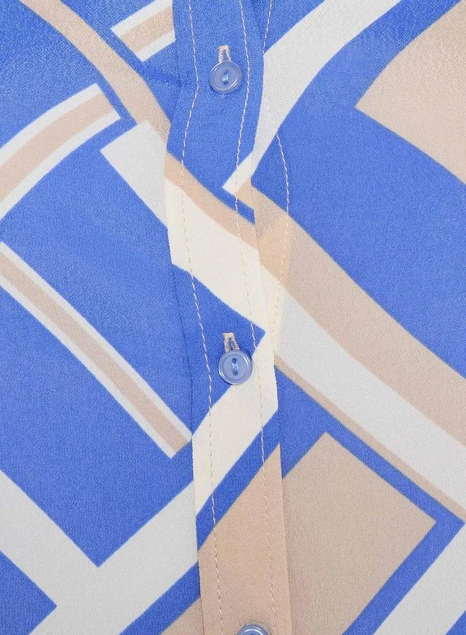 ايكونيك Iconic Midi Viscose Shirt Dress with Geometric Print