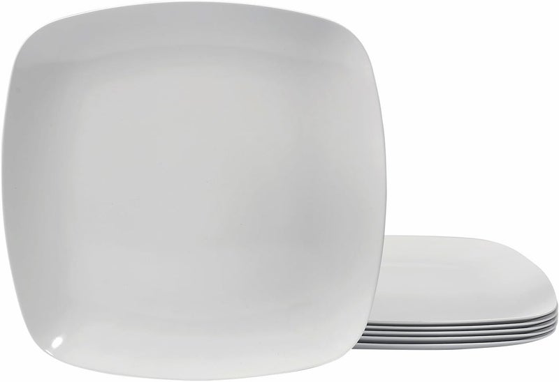 TP 105 Melamine Square Dinner Plates 6piece Plate Set Unbreakable Serving Dishes for Indoors and Outdoors Unbreakable Dinner Service for 6 White - Image 1