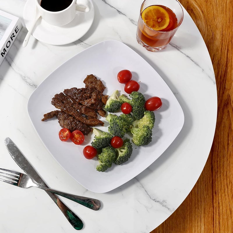 TP 105 Melamine Square Dinner Plates 6piece Plate Set Unbreakable Serving Dishes for Indoors and Outdoors Unbreakable Dinner Service for 6 White - Image 4