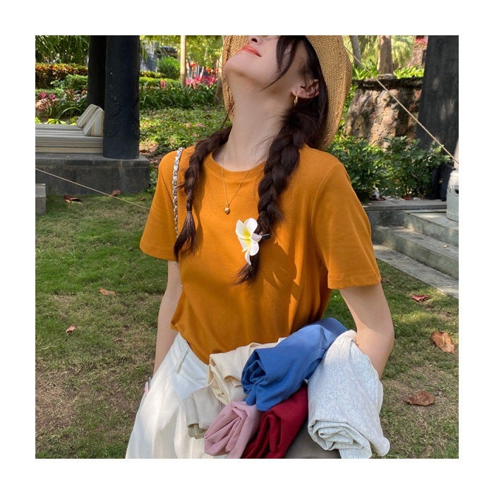 Purple Short-Sleeved Design Sense Niche Slim-Fit Style Western-Style Top Women'S Super-Looking Unique Chic T-Shirt - Image 1