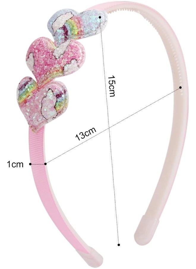 Fishdown Fishdown Girls Headbands for Kids Glitter Toddler Girl Sequin Headbands Glitter Heart Rainbow Butterfly Star Non-slip Headbands with Teeth (6 PCS)  - Image 5