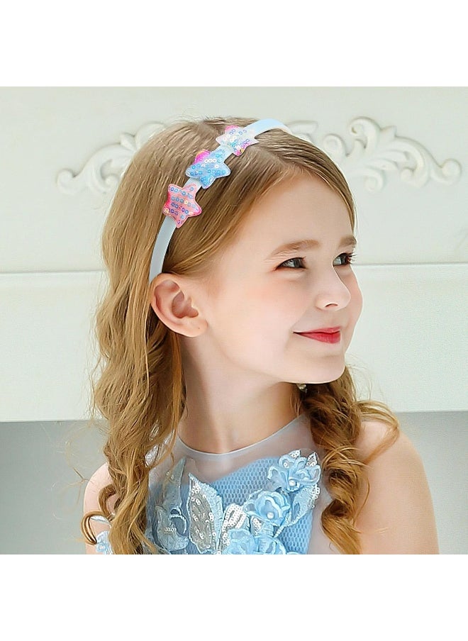 Fishdown Fishdown Girls Headbands for Kids Glitter Toddler Girl Sequin Headbands Glitter Heart Rainbow Butterfly Star Non-slip Headbands with Teeth (6 PCS)  - Image 4