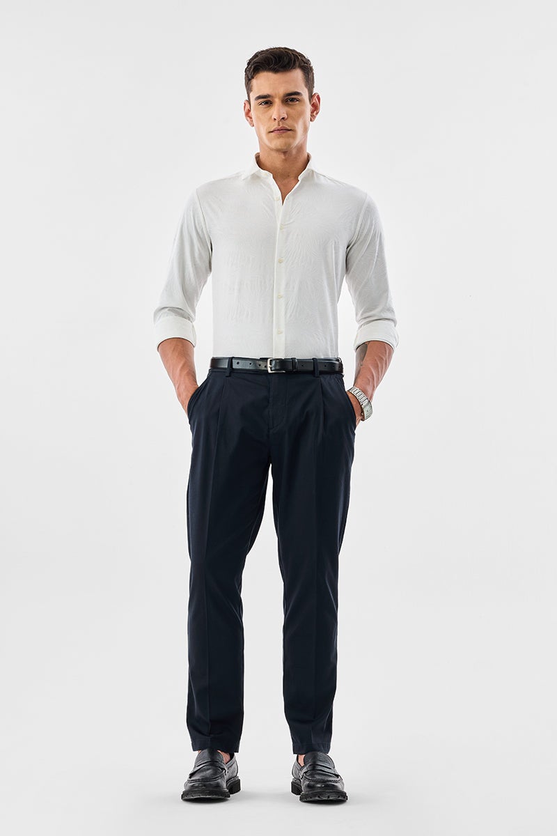 SNITCH Slim Fit Stretch Pleated Trousers - Image 5