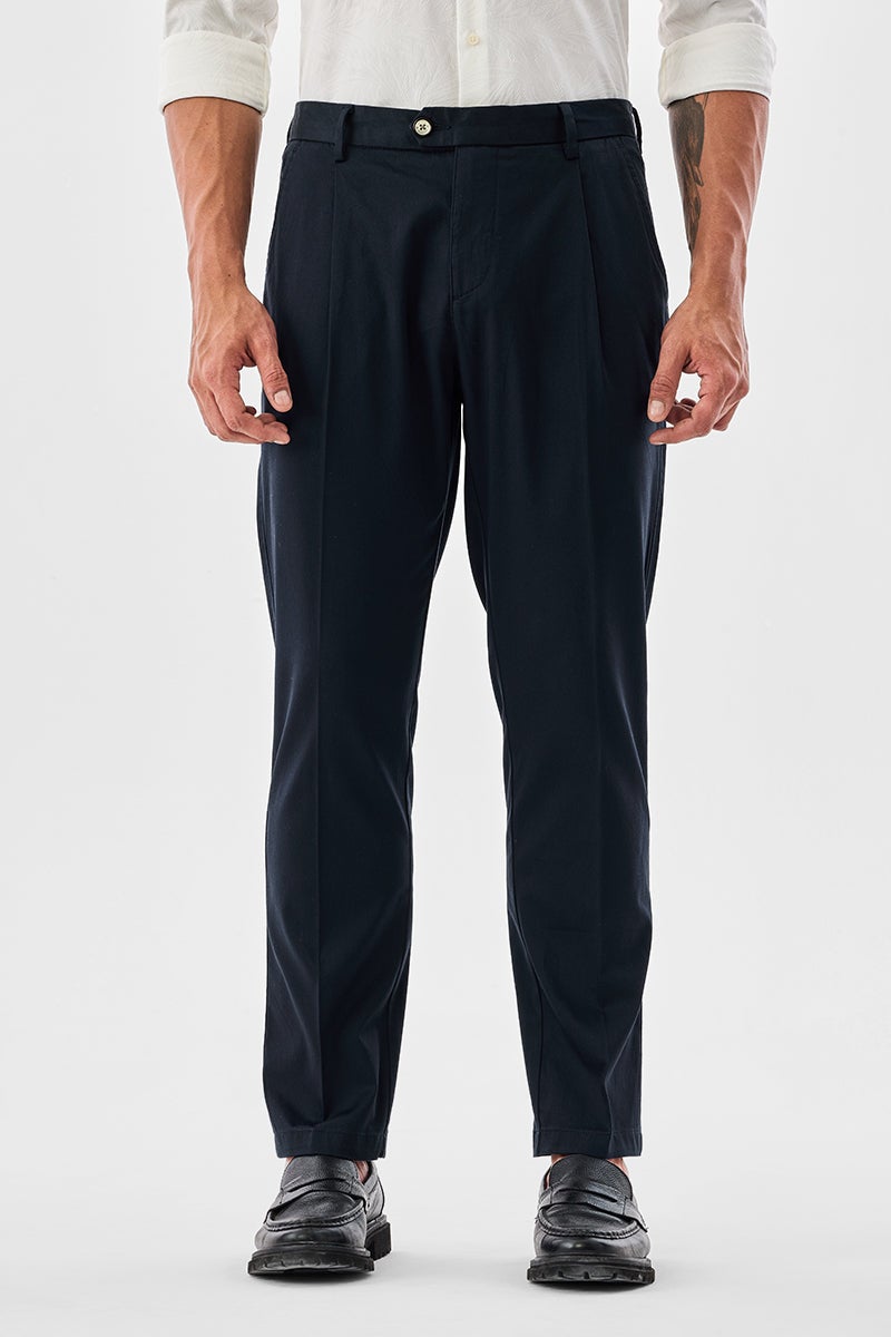SNITCH Slim Fit Stretch Pleated Trousers - Image 3