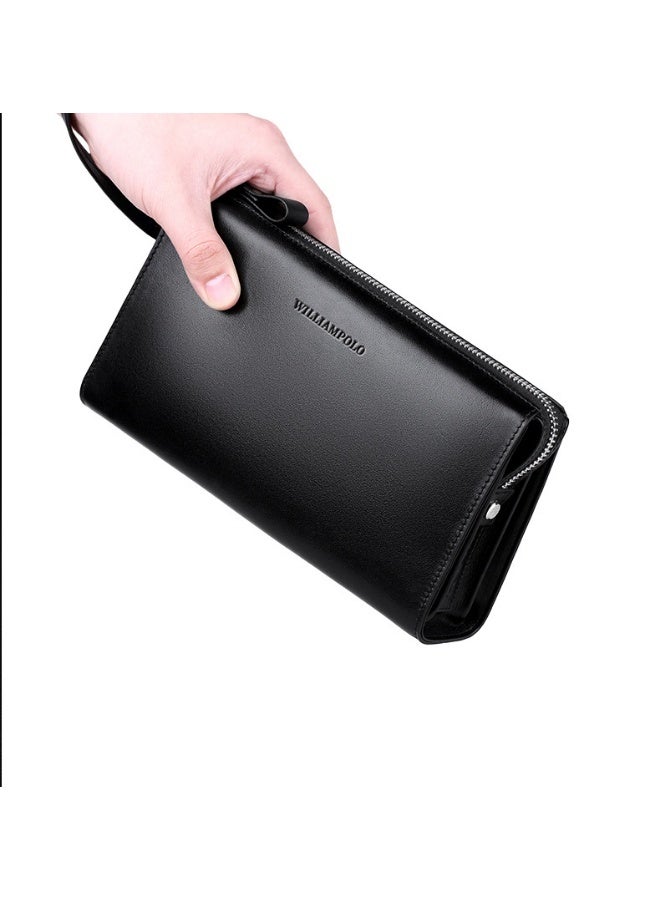 Williampolo Handbag Men's Leather Large Capacity Long Wallet Head Layer Leather Business Underarm Bag - Image 5