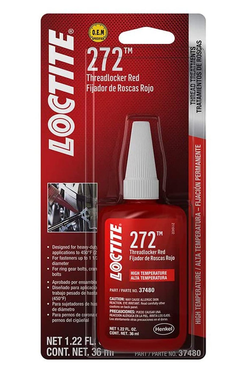 Loctite لوكتايت 37480 272 أحمر لاصق خيوط عالي الحرارة زجاجة - 36 مل - Image 2